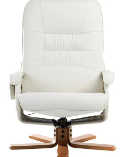 Best Sale Beliani Hierontatuoli Jalkatuella Keinonahka Kermanvalkoinen Relaxpro