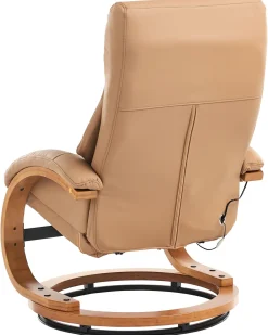 Best Sale Beliani Hierontatuoli Jalkatuella Keinonahka Hiekanruskea Force