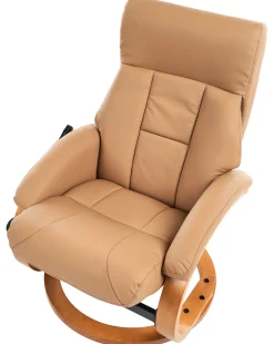 Best Sale Beliani Hierontatuoli Jalkatuella Keinonahka Hiekanruskea Force