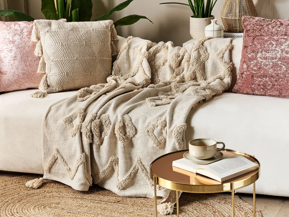 New Beliani Huopa Puuvilla Beige 130 X 180 Cm Guna