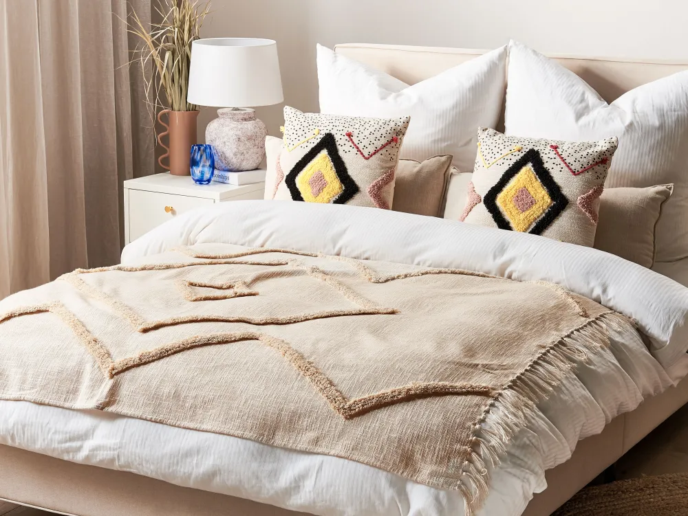 Tekstiilit<Beliani Huopa Puuvilla Beige 130 X 180 Cm Jaunpur