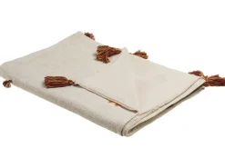 Store Beliani Huopa Puuvilla Beige/Oranssi 130 X 180 Cm Khandwa