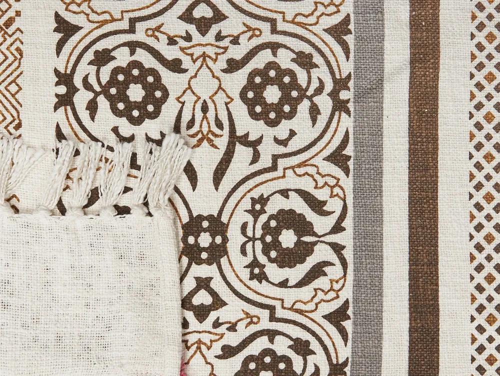 Tekstiilit<Beliani Huopa Puuvilla Beige/Ruskea 130 X 180 Cm Chinsurah