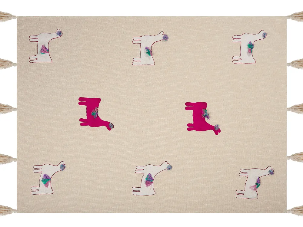 Tekstiilit<Beliani Huopa Puuvilla Beige/Vaaleanpunainen 130 X 180 Cm Nandyal