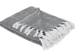 New Beliani Huopa Puuvilla Musta 130 X 160 Cm Tangier