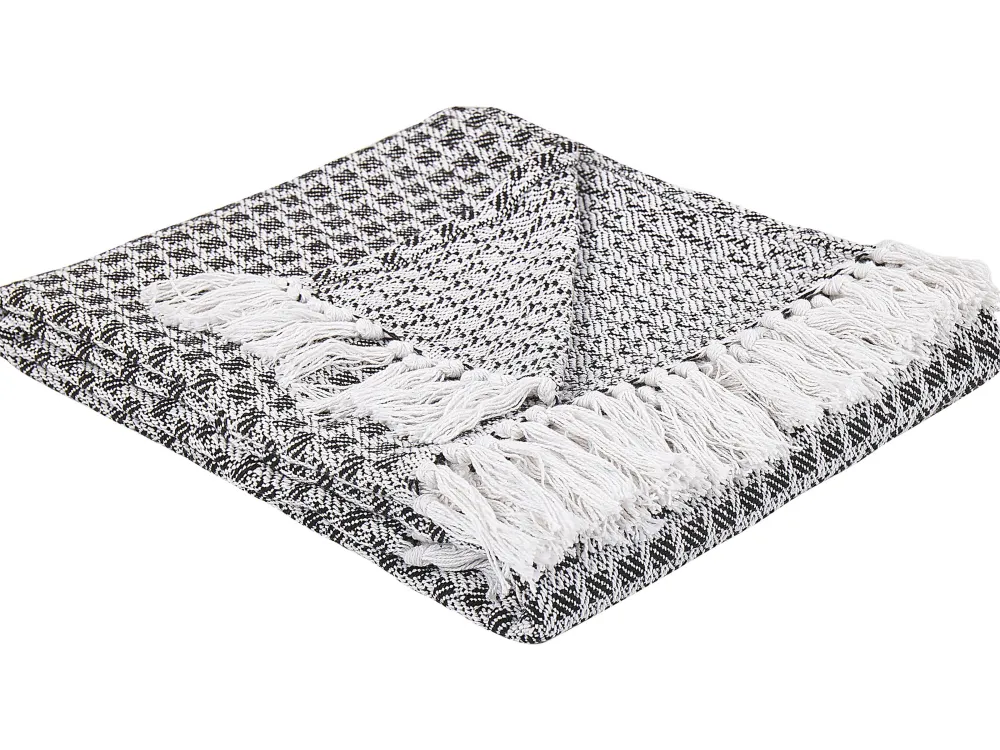 Best Sale Beliani Huopa Puuvilla Musta/Valkoinen 130 X 160 Cm Kiraman
