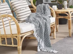 Best Sale Beliani Huopa Puuvilla Musta/Valkoinen 130 X 160 Cm Kiraman