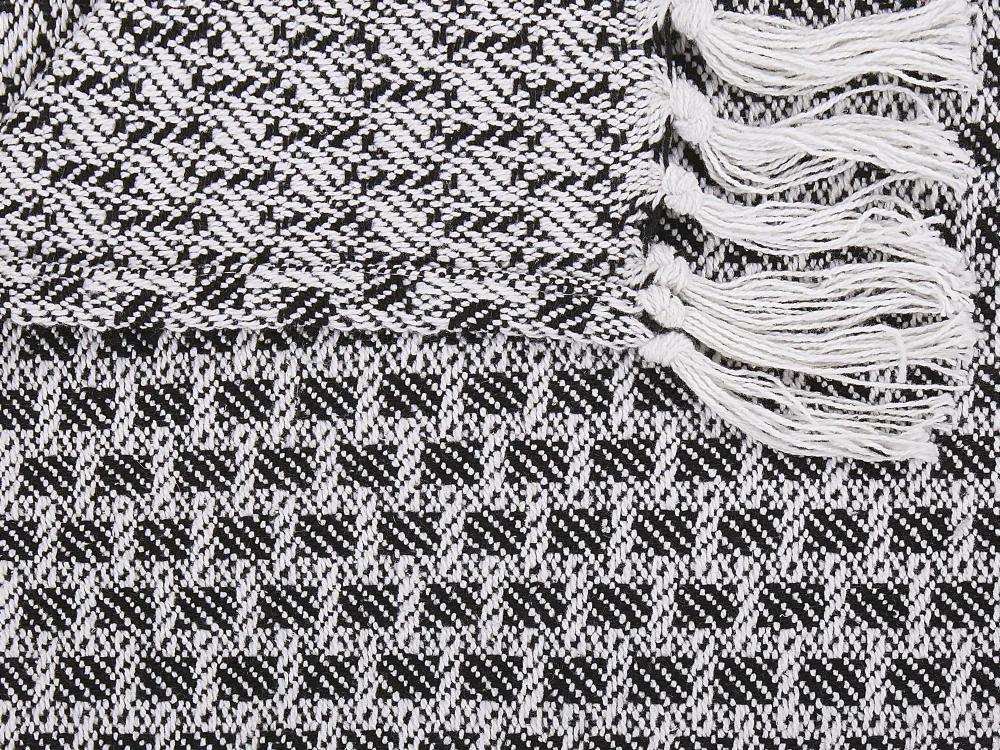 Best Sale Beliani Huopa Puuvilla Musta/Valkoinen 130 X 160 Cm Kiraman