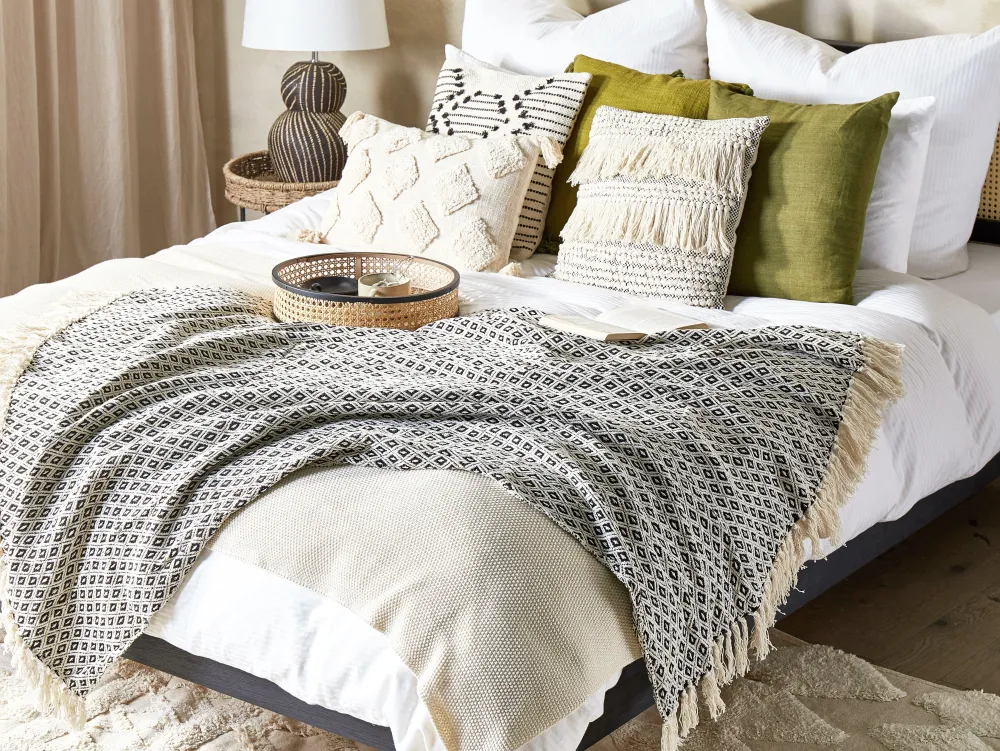 Tekstiilit<Beliani Huopa Puuvilla Musta/Valkoinen 125 X 150 Cm Chyama