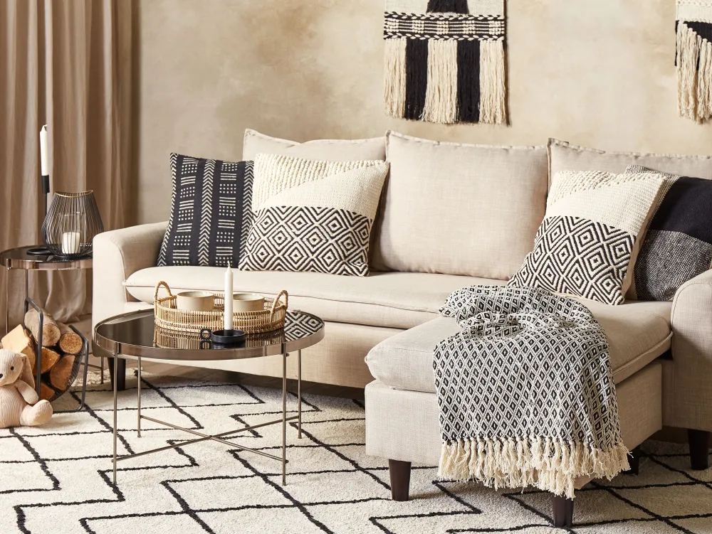 Tekstiilit<Beliani Huopa Puuvilla Musta/Valkoinen 125 X 150 Cm Chyama