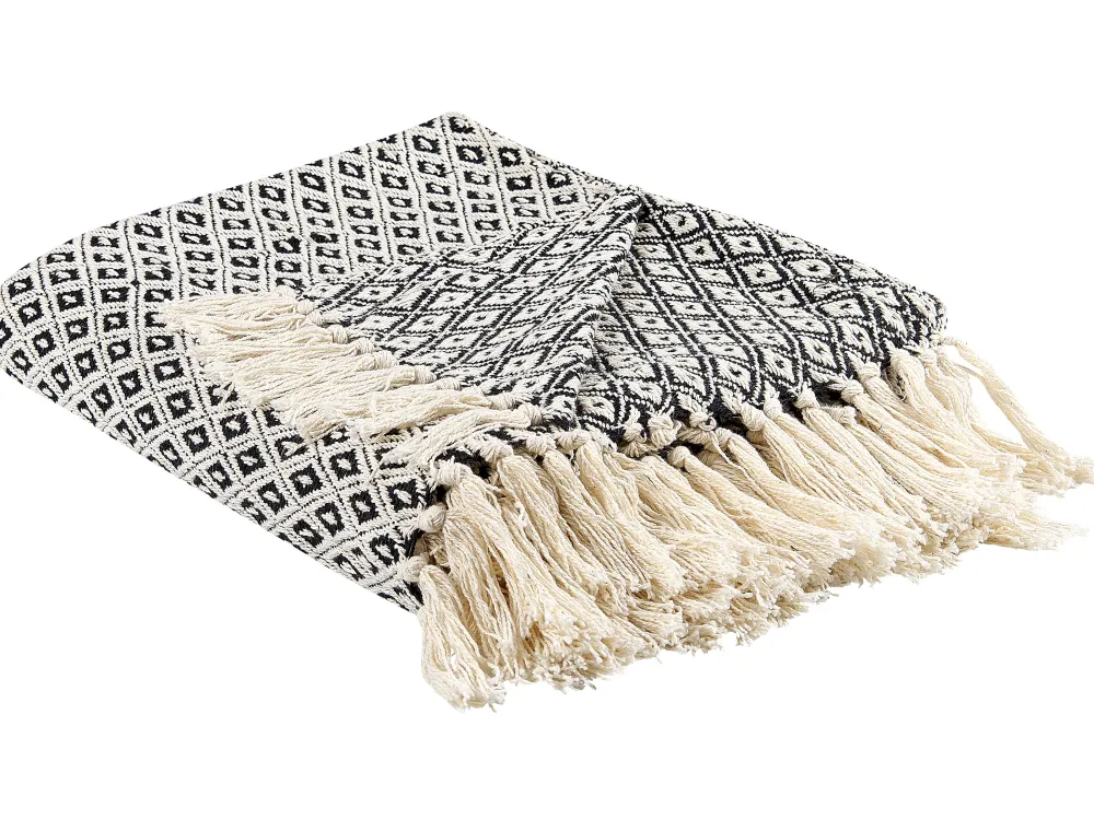 Tekstiilit<Beliani Huopa Puuvilla Musta/Valkoinen 125 X 150 Cm Chyama