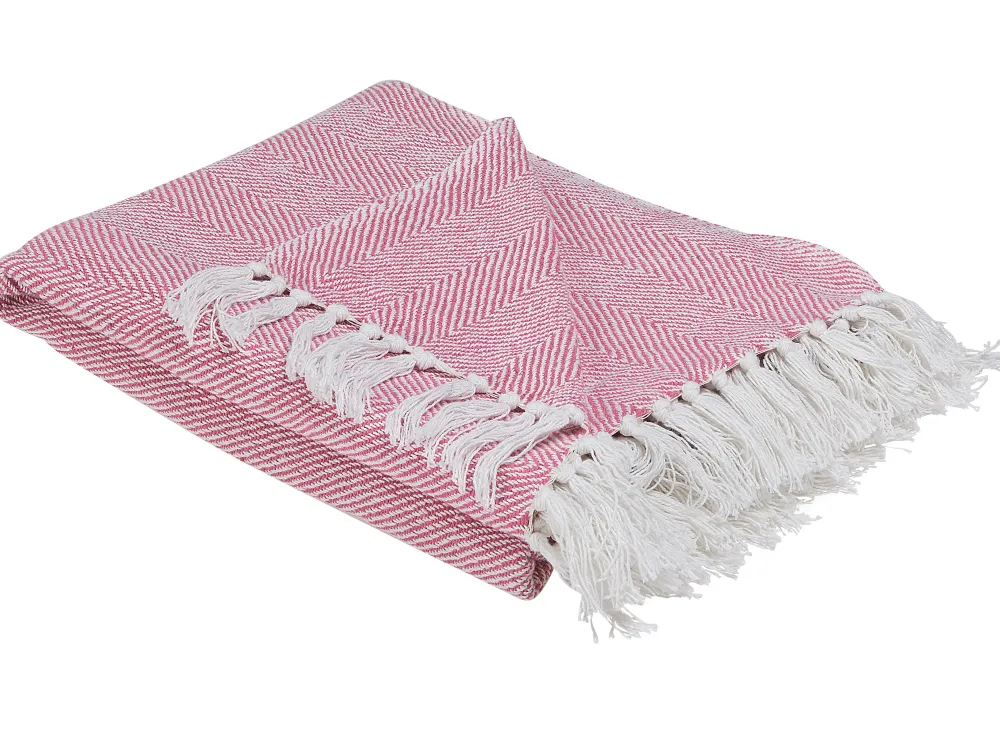 Tekstiilit<Beliani Huopa Puuvilla Vaaleanpunainen 130 X 160 Cm Tangier