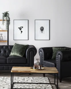 Nojatuolit<Beliani Iso Musta Keinonahkaverhoiltu Nojatuoli Chesterfield