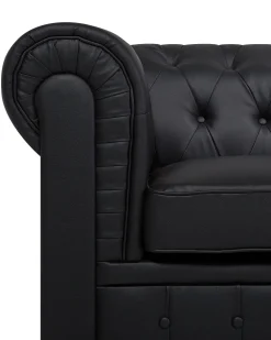 Nojatuolit<Beliani Iso Musta Keinonahkaverhoiltu Nojatuoli Chesterfield