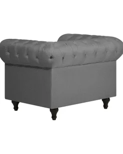 Nojatuolit<Beliani Iso Vaaleanharmaa Kangasverhoiltu Nojatuoli Chesterfield