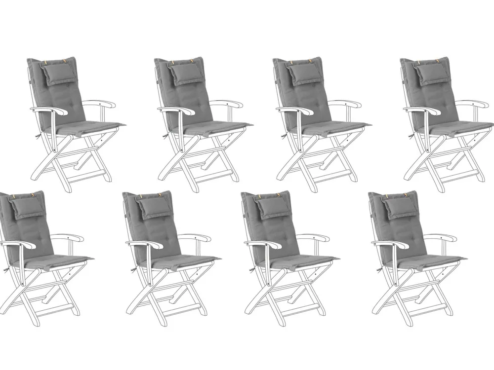 Tekstiilit<Beliani Istuintyyny Puutarhatuoliin 8 Kpl Harmaa Maui