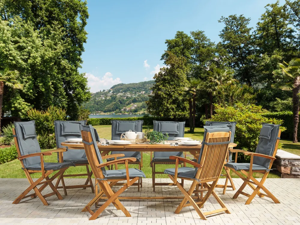 Tekstiilit<Beliani Istuintyyny Puutarhatuoliin 8 Kpl Harmaa Maui