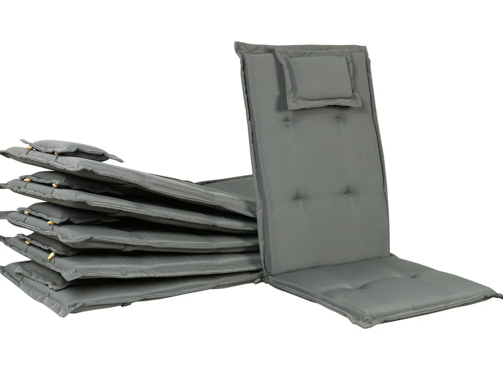 Ulkokalusteet<Beliani 6-Istuttava Akaasiapuinen Ulkoruokailuryhma Harmailla Pehmusteilla Java