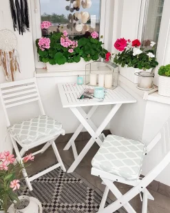 Ulkokalusteet<Beliani 2-Istuttava Bistrosetti Akaasia Valkoinen/Mintunvihrea Fiji