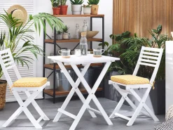 Ulkokalusteet<Beliani 2-Istuttava Bistrosetti Akaasia Valkoinen/Keltainen Fiji