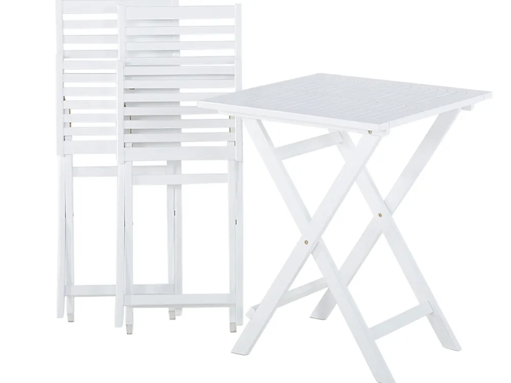 Ulkokalusteet<Beliani 2-Istuttava Bistrosetti Akaasia Valkoinen/Keltainen Fiji