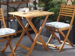 Discount Beliani 2-Istuttava Bistrosetti Akaasia Vaalea Puu/Sininen Fiji