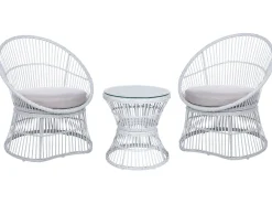 Ulkokalusteet<Beliani 2-Istuttava Bistrosetti Polyrottinki Luonnonvalkoinen Mesyna