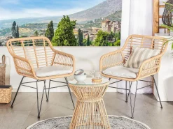 Clearance Beliani 2-Istuttava Bistrosetti Polyrottinki Luonnonvari Trestina