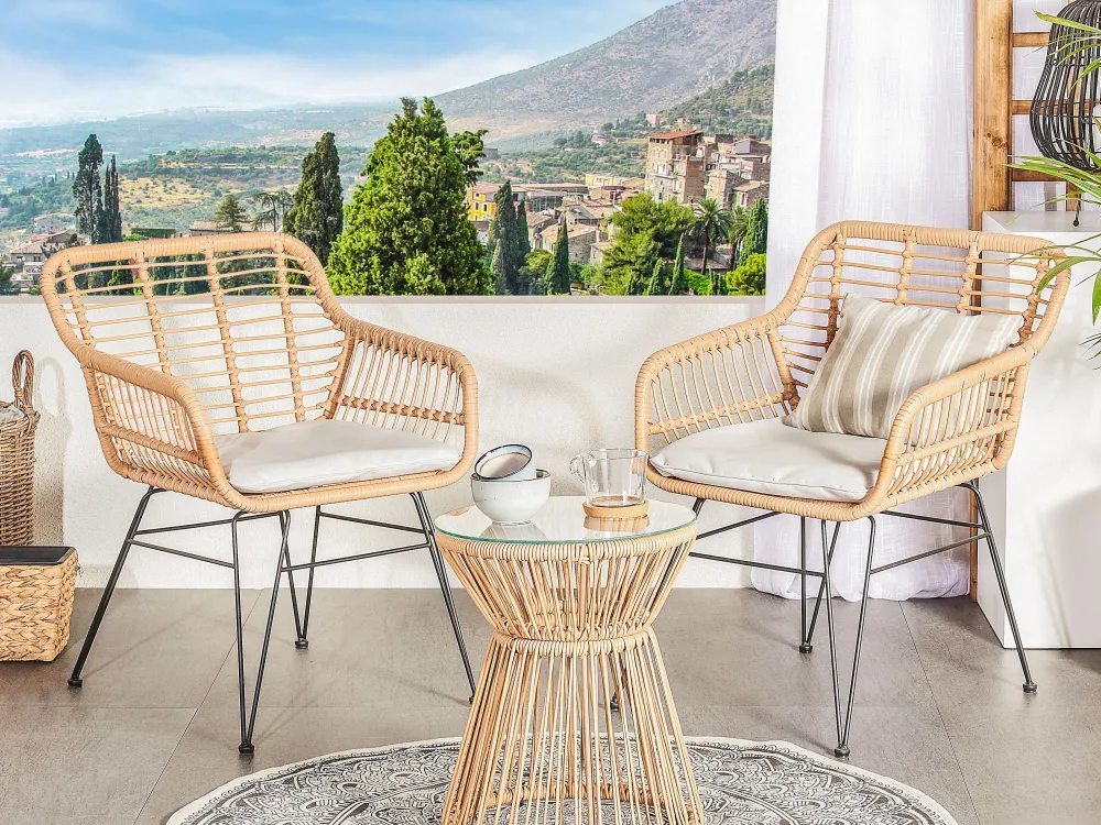 Clearance Beliani 2-Istuttava Bistrosetti Polyrottinki Luonnonvari Trestina