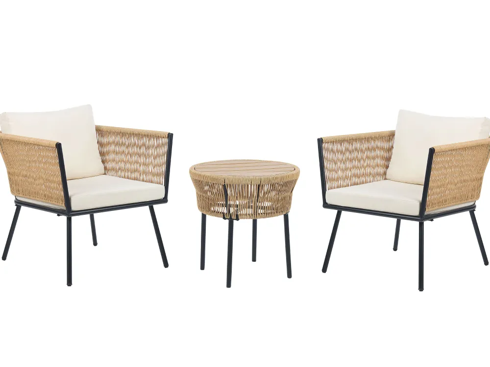 Best Sale Beliani 2-Istuttava Bistrosetti Polyrottinki Luonnonvari Gargano