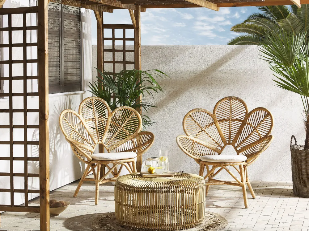 Hot Beliani 2-Istuttava Bistrosetti Rottinki Luonnonvari Florentine/Limni