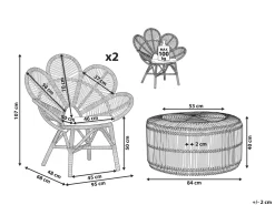 Hot Beliani 2-Istuttava Bistrosetti Rottinki Luonnonvari Florentine/Limni