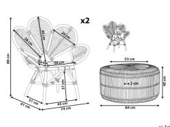 Ulkokalusteet<Beliani 2-Istuttava Bistrosetti Rottinki Luonnonvari Florentine Ii/Limni