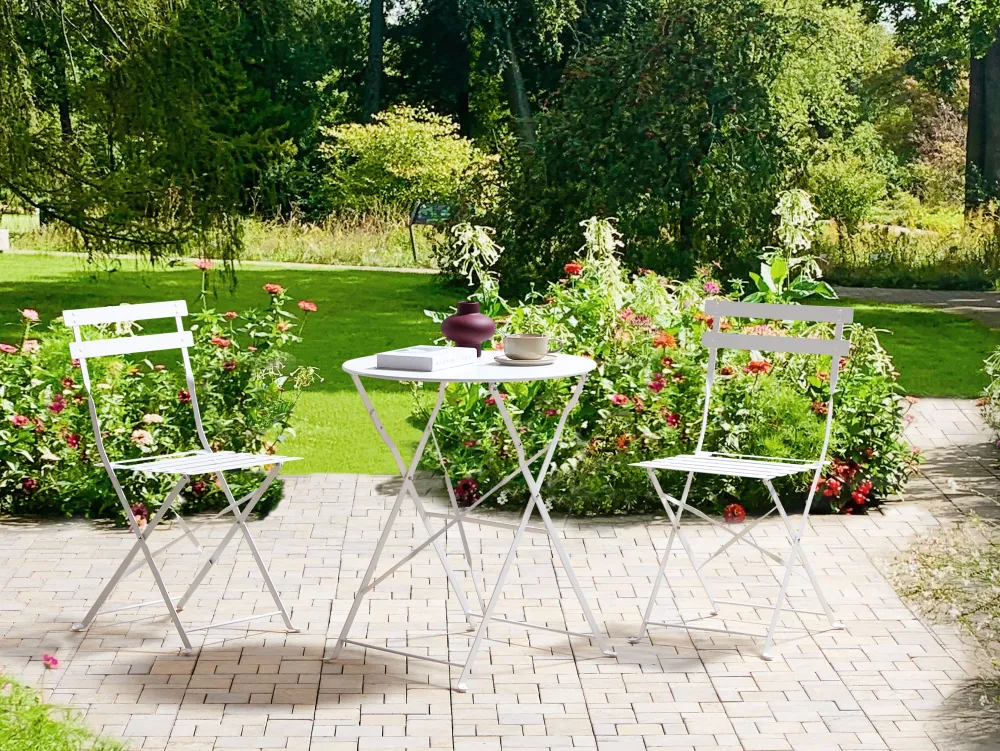 Ulkokalusteet<Beliani 2-Istuttava Bistrosetti Teras Valkoinen Fiori