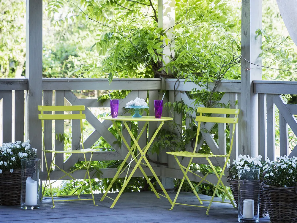 Flash Sale Beliani 2-Istuttava Bistrosetti Teras Limenvihrea Fiori