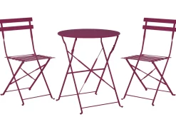 Online Beliani 2-Istuttava Bistrosetti Teras Viininpunainen Fiori