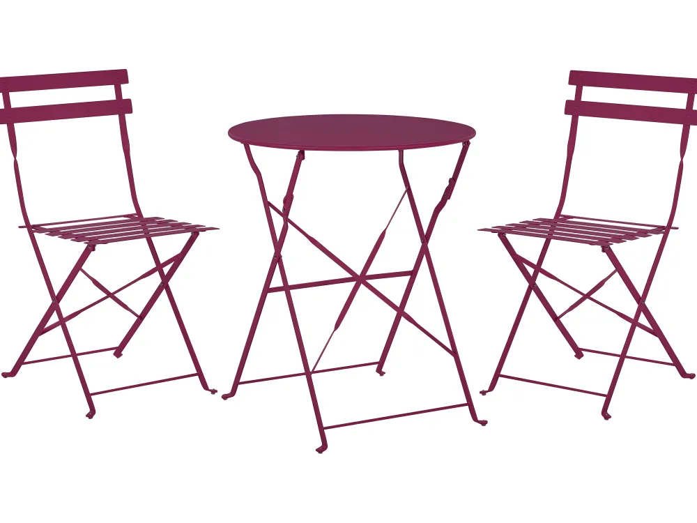 Online Beliani 2-Istuttava Bistrosetti Teras Viininpunainen Fiori