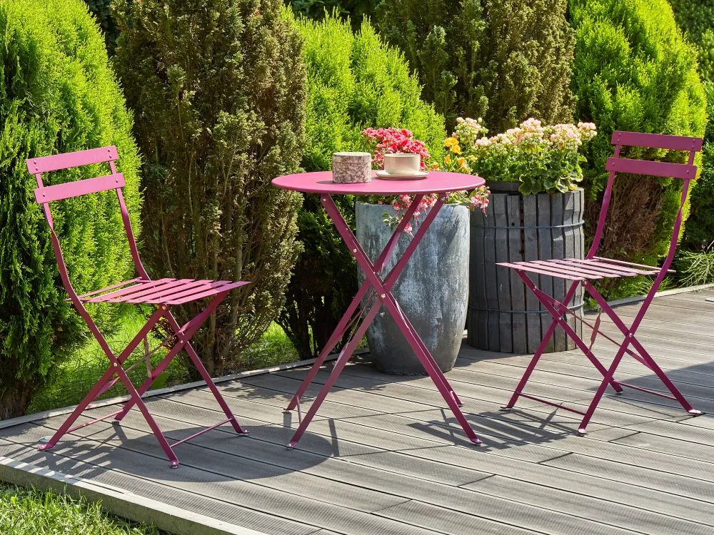 Online Beliani 2-Istuttava Bistrosetti Teras Viininpunainen Fiori