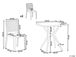 Shop Beliani 2-Istuttava Bistrosetti Valkoinen Sersale