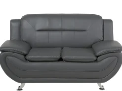 Sohvat<Beliani 2-Istuttava Harmaa Keinonahkainen Sohva Leira