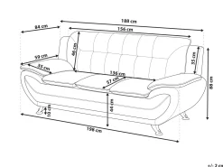 Store Beliani 3-Istuttava Harmaa Keinonahkainen Sohva Leira