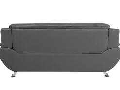 Store Beliani 3-Istuttava Harmaa Keinonahkainen Sohva Leira