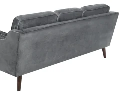 Sohvat<Beliani 3-Istuttava Harmaa Samettisohva Lokka