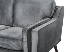 Sohvat<Beliani 3-Istuttava Harmaa Samettisohva Lokka