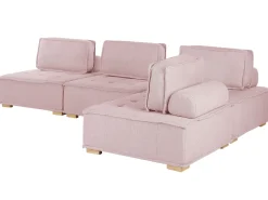 Sohvat<Beliani 4-Istuttava Kulmamoduulisohva Vaaleanpunainen Tibro