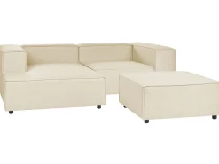 Best Sale Beliani 2-Istuttava Kulmasohva Ja Rahi Pellava Oikeak. Beige Aprica