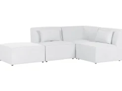 Store Beliani 3-Istuttava Kulmasohva Ja Rahi Vakosametti Vasenk. Luonnonvalkoinen Lemvig