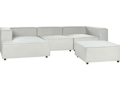 Cheap Beliani 3-Istuttava Kulmasohva Ja Rahi Pellava Oikeak. Vaaleanharmaa Aprica