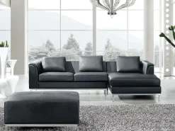 Sohvat<Beliani 5-Istuttava Kulmasohva Ja Rahi Nahka Vasenk. Musta Oslo