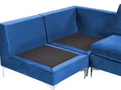 Sohvat<Beliani 6-Istuttava Kulmasohva Ja Rahi Sametti Vasenk. Laivastonsininen Evja